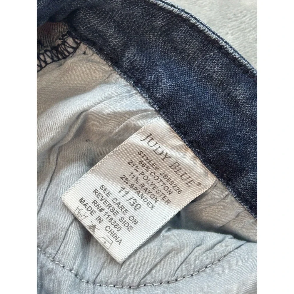 Judy Blue Jean Women Sz 11/30 Speckled Blue Relaxed Fit Tapered Mid Rise Stretch
